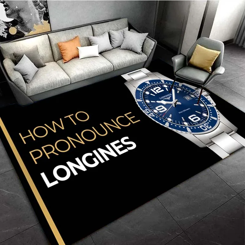 Longines Luxury Watch Brand Logo Pattern Area Rugs for Living Room Bedroom Decoration Rug Children PlayRoom Mat Anti-slip Carpet