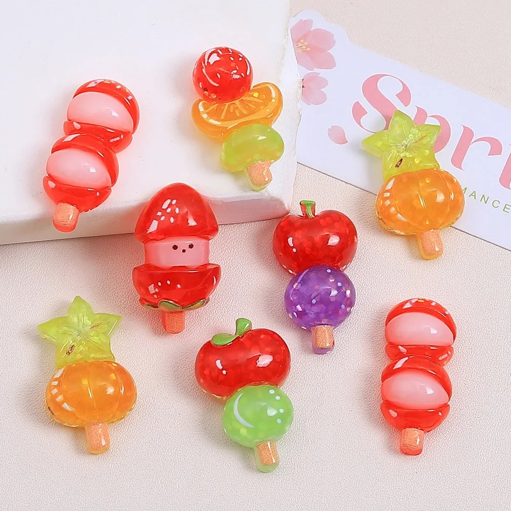 

Kawaii фруктовое мороженое, смола, продукты питания, игровой кабошон, 10 шт., плоская задняя часть для украшения своими руками, аксессуары, оптовая продажа, орнамент, оптовый поставщик