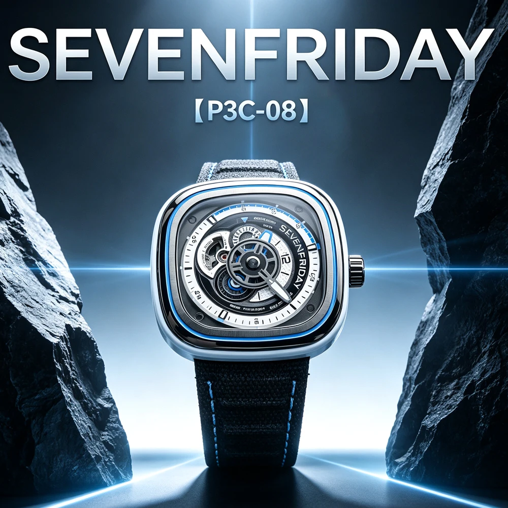 Fashion new product SEVENFRIDAY luxury brand men's watch P series P3C/08 women's square large dial automatic mechanical movement