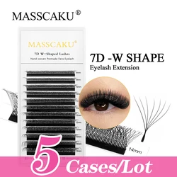 MASSCAKU-extensiones de pestañas postizas en forma de W, 3D-8D, abanicos de volumen prefabricados, estilo WW, etiqueta privada Natural, 5 cajas/lote, nuevo