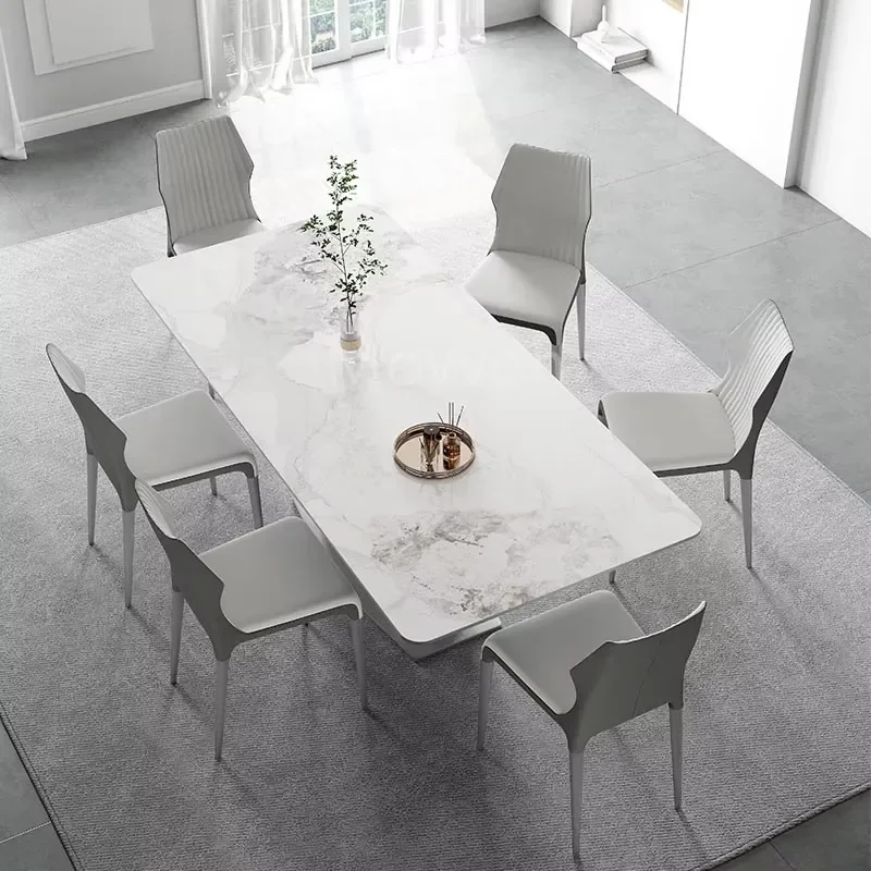 Italian Rock Table Light High-end Rectangular Creative Table and Chair Combination Diner Table