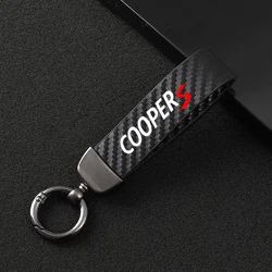 New fashion car carbon fiber leather rope Keychain key ring for Mini Cooper One S R50 R53 R56 R60 F55 F56 R57 R58 R59 R60