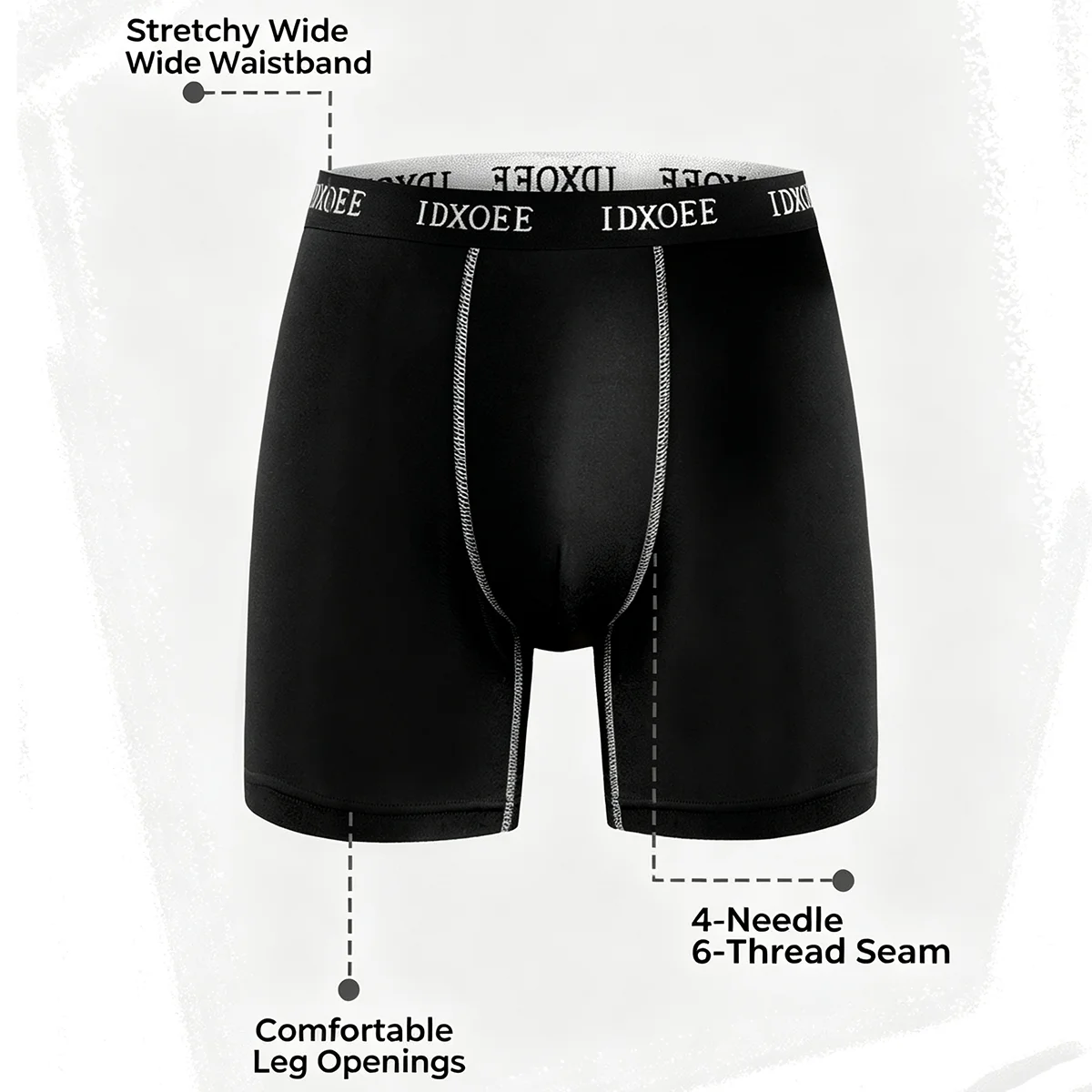 Men's Sports Breathable Mid Length Shorts Antibacterial Boxer Shorts Summer Sports Underwear Comfortable Mid-Waist Elastic Short image 4
