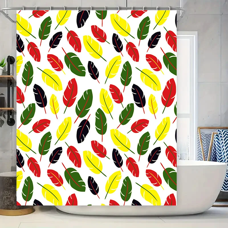 

Яркая занавеска для душа с принтом перьев, узор капли дождя для украшения ванной комнаты, водонепроницаемая ткань, красный, зеленый, желтый, черный, белый Si