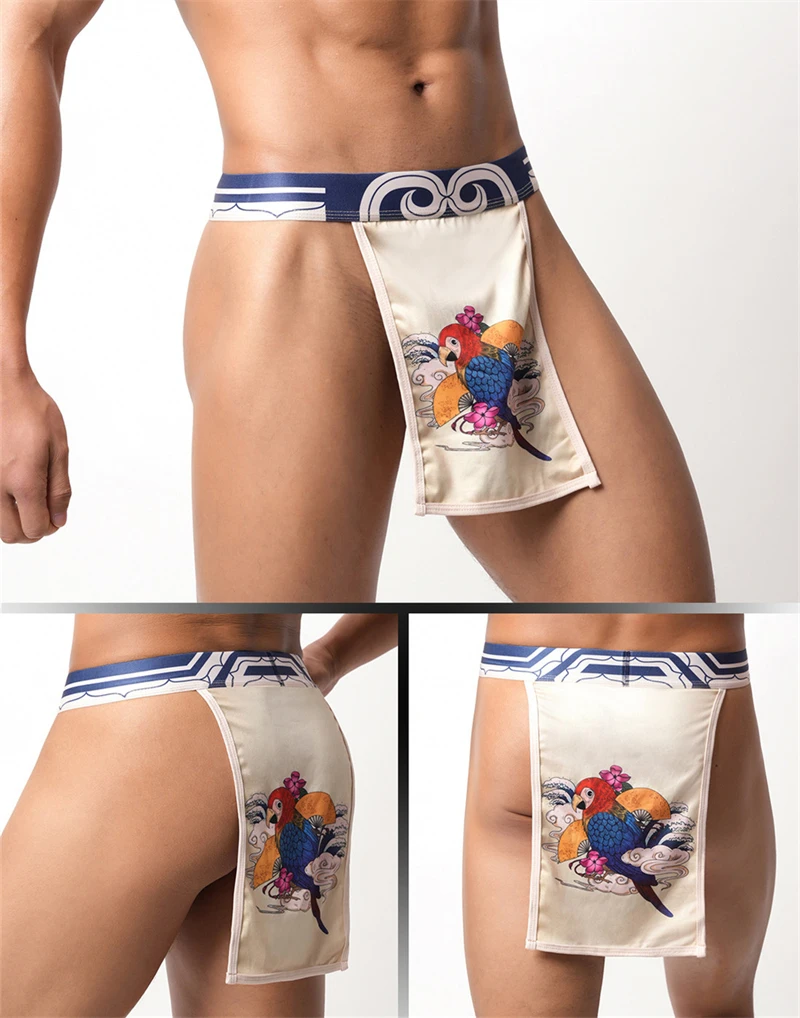 New Two piece Tangas de homrbre sissy gay young men strings très sexy torys for man tanga low waist man underwear Printed thong
