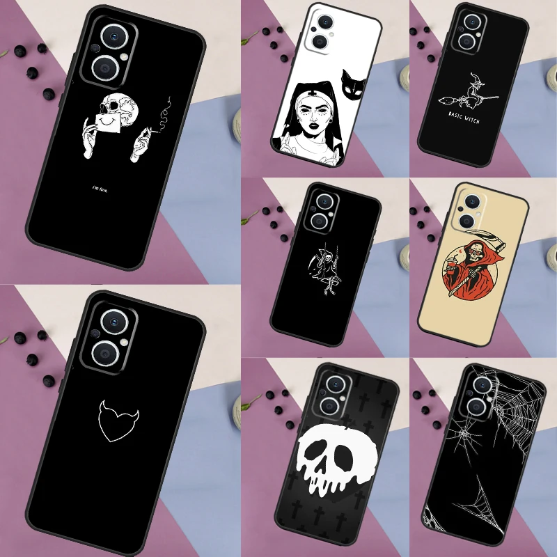 Gothic Witch Satan Case For OPPO Reno8 T Reno 7 4 5 6 Lite 10 Pro 4Z 5Z OPPO Find X5 Pro X6 X2 X3 Lite Cover