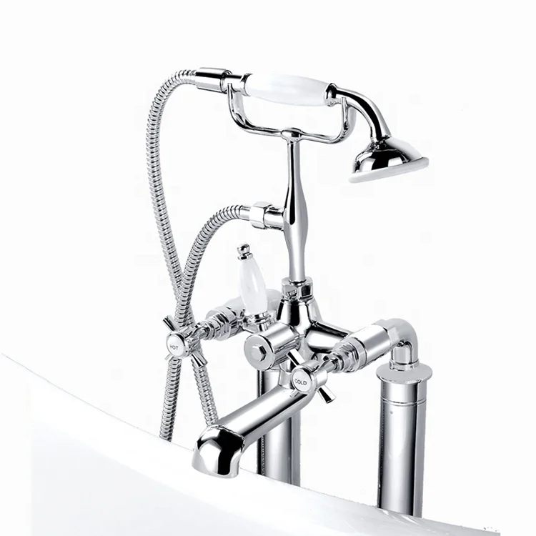 

Luxury Free-Standing Telephone-Style Chrome-Finished Luxury Bath Tap Shower Mixer Set Premium Product for Luxury Shower Rooms