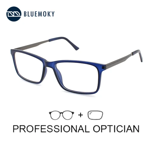 BLUEMOKY (tamaño XL) gafas graduadas rectangulares populares para hombres antiluz azul miopía/gafas ópticas progresivas