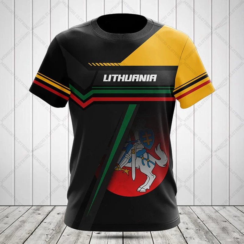 Lithuania Emblem Graphic Customize Unisex T-shirts Summer Loose Oversized Tees Casual Short Sleeve Tops For Adults and Children