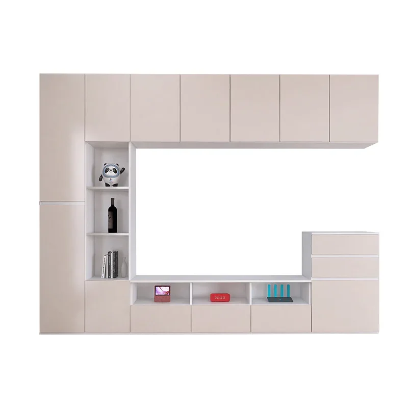 Hanging TV Cabinet Modern Simple Living Room Small Unit Side Cabinet Storage Integrated Combination Solid Wood