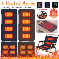 4 Heated Areas Heating Mat Cushion Portable Heated Chair Cushion 3 Adjustable Temperature Type C/USB Charging Outdoor Mat 가열 매트