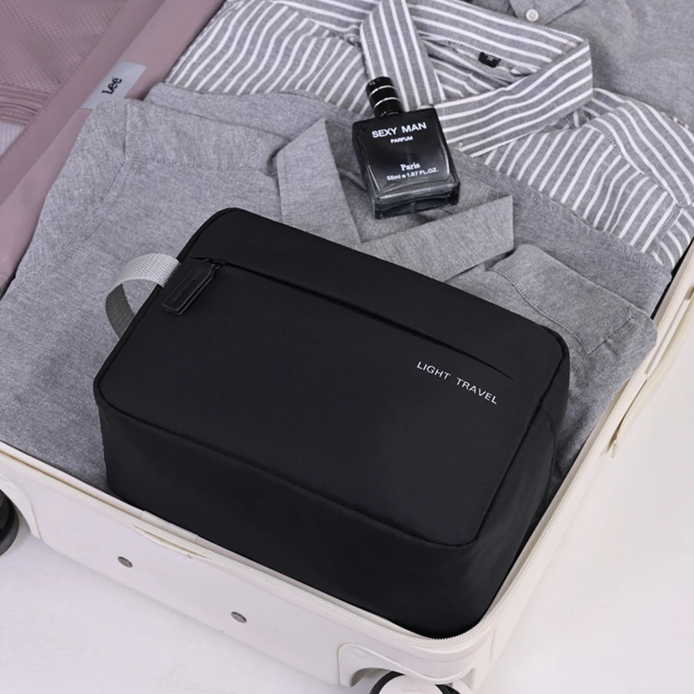 حقيبة غسيل خفيفة للسفر 3 في 1 للرجال، منظم أدوات الزينة أكسفورد، حقيبة حلاقة مقاومة للماء، حقيبة مستحضرات التجميل، منظم المكياج