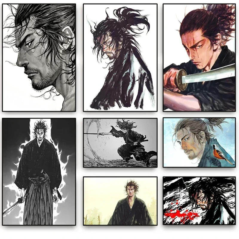 Japan Samurai Miyamoto Musashi Vagabond Poster Prints Canvas Painting Modern Wall Art for Pictures Living Bedroom Home Decor