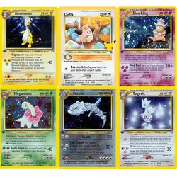 Holografik Pokemon Kartları Neo Serisi Ampharos Cleffa Meganium Azumarill Heracross Hobiler Hediye Anime Koleksiyonu Kartları Proxy Kartı