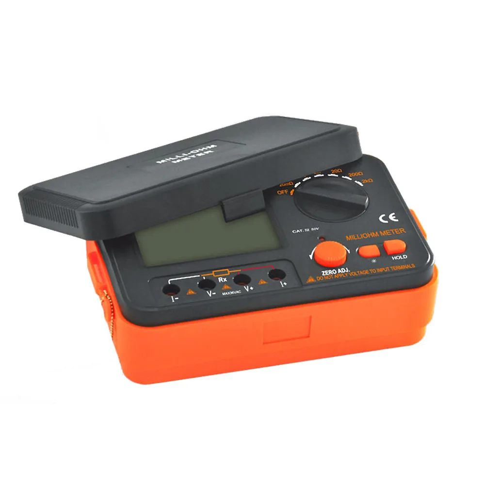 Digital Milli-ohm Meter VC480C+ LCD Backlit 4 Wire Low Resistance Multimeter 6 Range Accuracy Meter 0.01mΩ-2kΩ with Test Clip