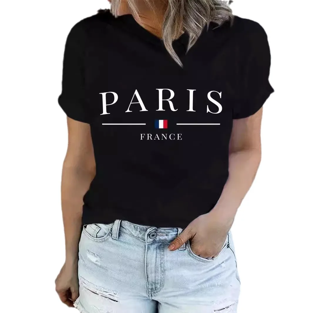 Paris France Y2k Top Women Clothes Oversized T Shirt