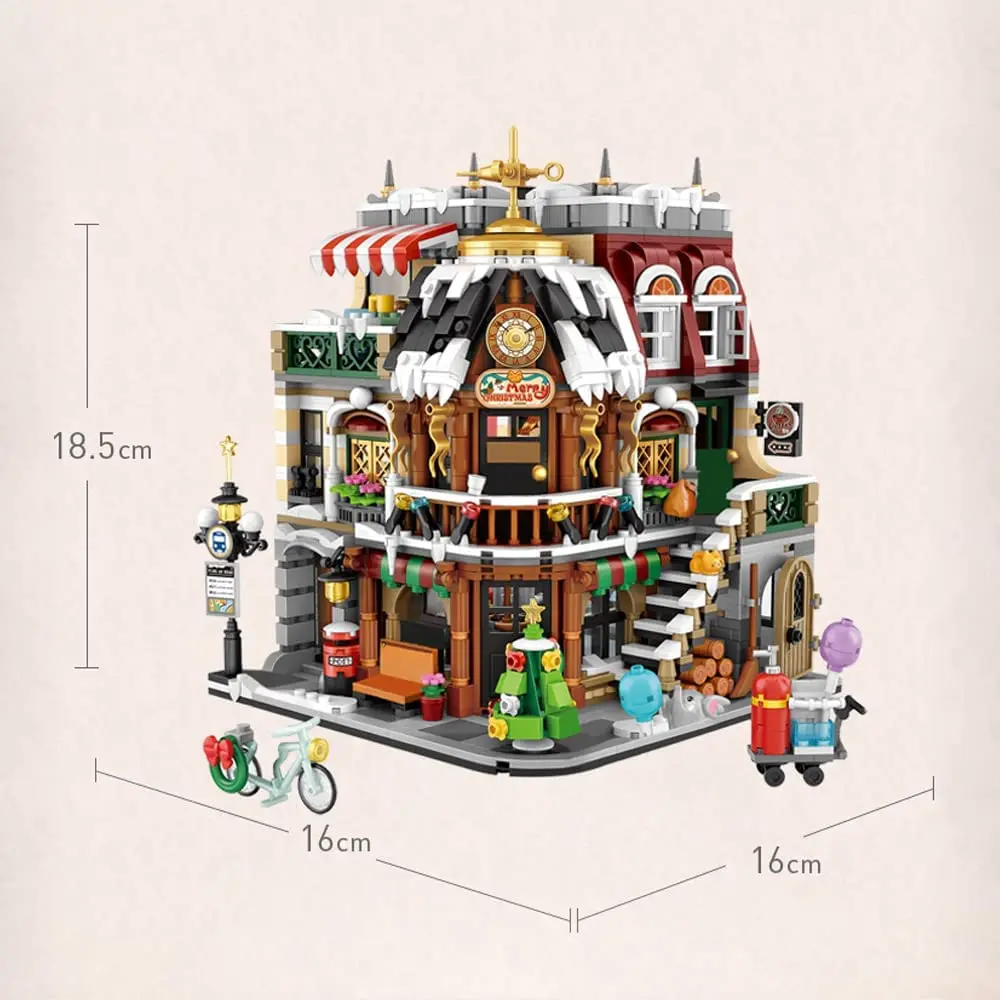 2506pcs Creative Christmas Coffee Shop Building Blocks Kit Moc Modular House Model Building Sets Gifts For Adults Kids Boys Toys