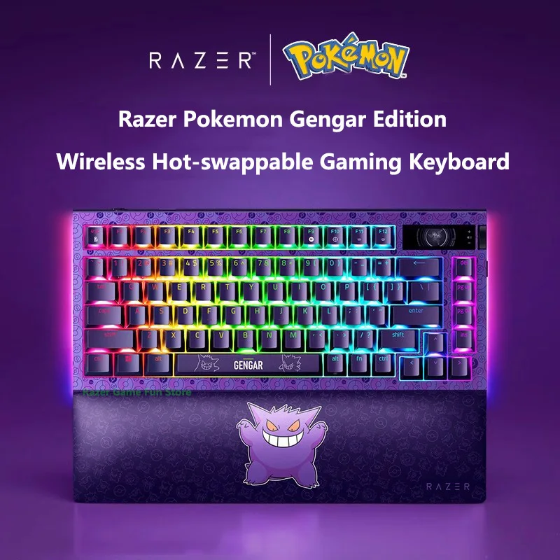 

Razer Pokemon Gengar Edition BlackWidow V4 Pro 75% Wireless Hot-swappable Gaming Keyboard OLED Display With Razer Command Dial