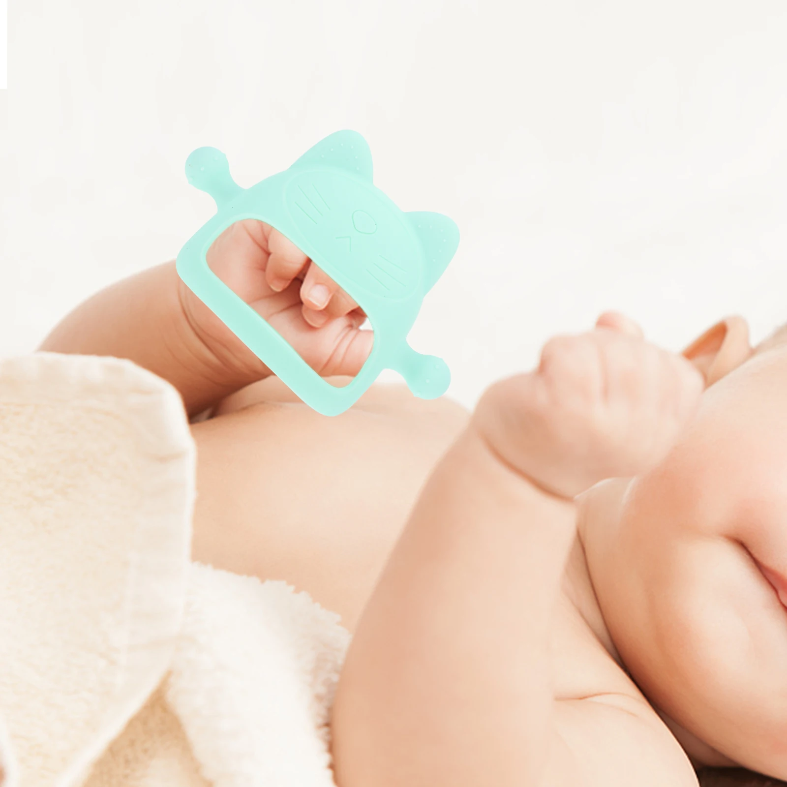 

Silicone Baby Teether Light Design Infant Teethers Chewing Toy Portable Easy Clean Teething Relief Sensory Development