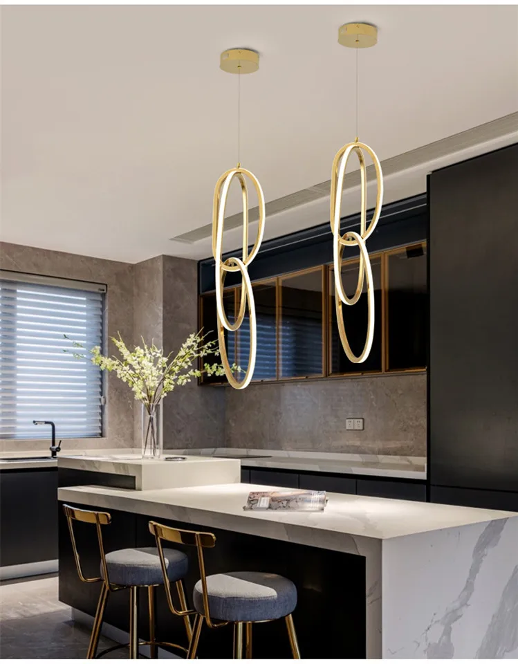 Post Polish Steel LED Pendant Light Gold