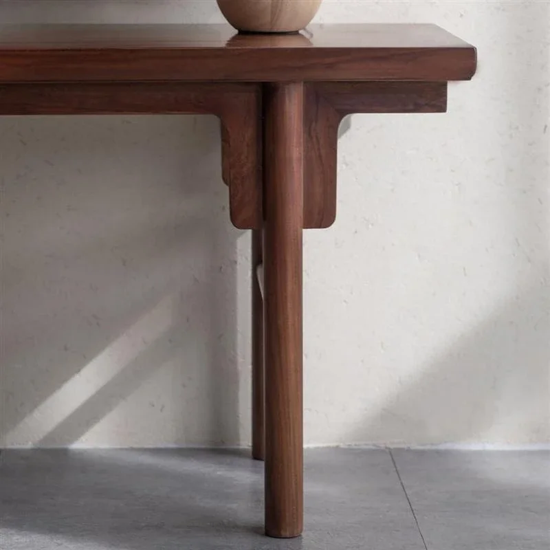 New Chinese black walnut short strip case modern simple light luxury bay window table zen