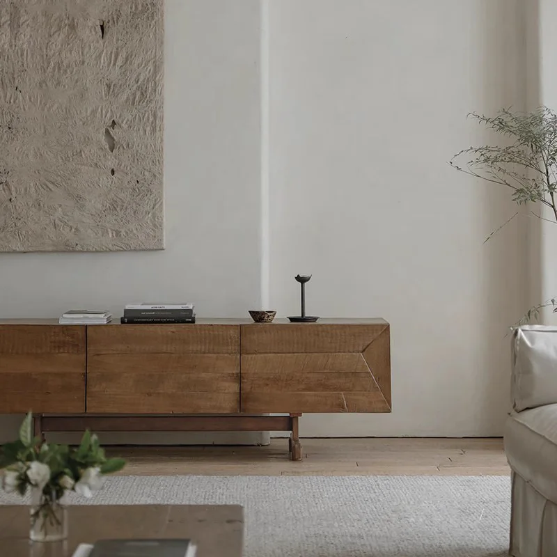 

Wabi Wind TV Cabinet B & B Hotel Designer Old Wood Retro Living Room Japanese All Solid Wood Furniture