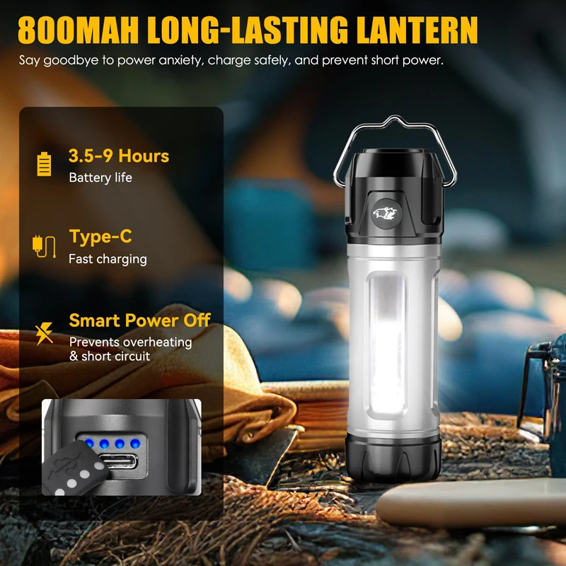 2-in-1 فانوس التخييم مصباح يدوي في الهواء الطلق المحمولة ضوء المغناطيس القائم على ضوء فلاش للتخييم والمشي لمسافات طويلة والصيانة والطوارئ #6