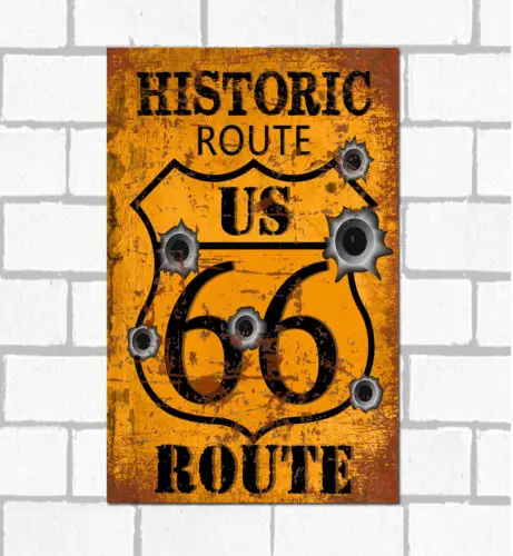 

HISTORIC ROUTE 66 Retro Metal Sign Man Cave Bar Pub Plaque Party Vintage Gift