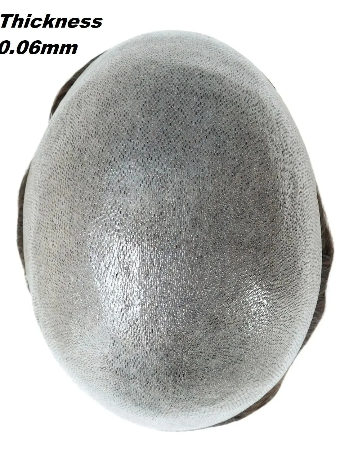 شعر مستعار للرجال 0.06 مم، شعر بشري 100% مع نظام استبدال شعر رمادي للرجال