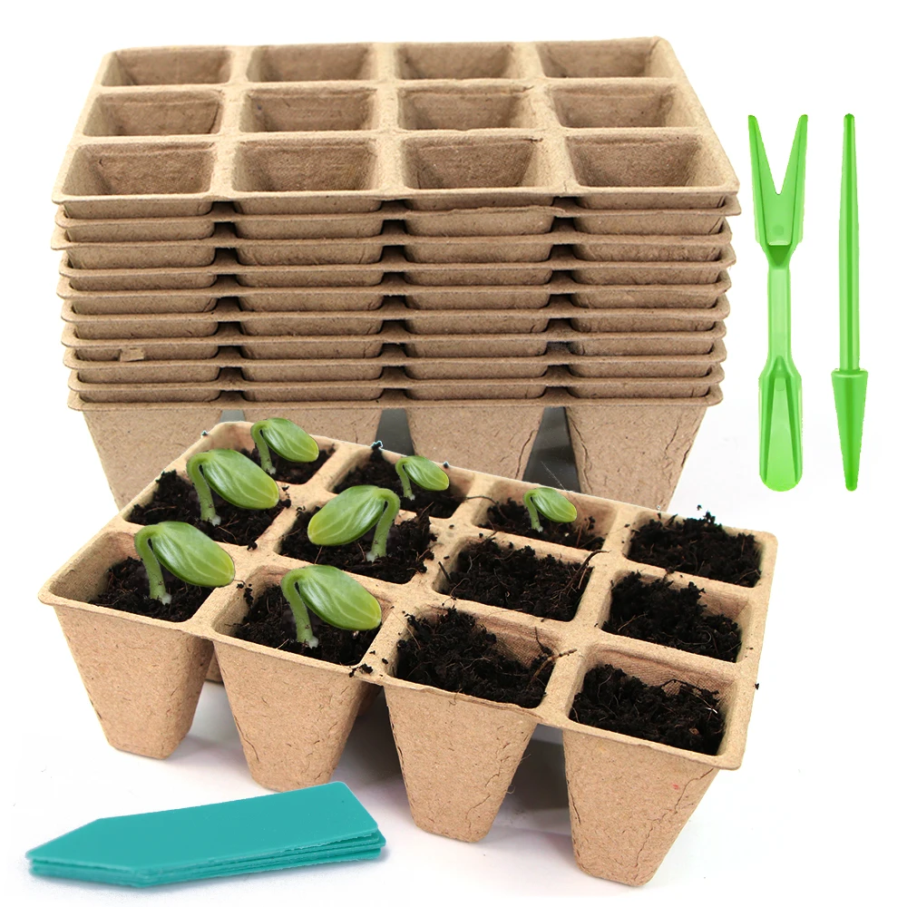 10Call 12Call Seedling Start Trays Kits Environmental Organic Germination Plants Starter Biodegradable Paper Pulp Nursery Pots