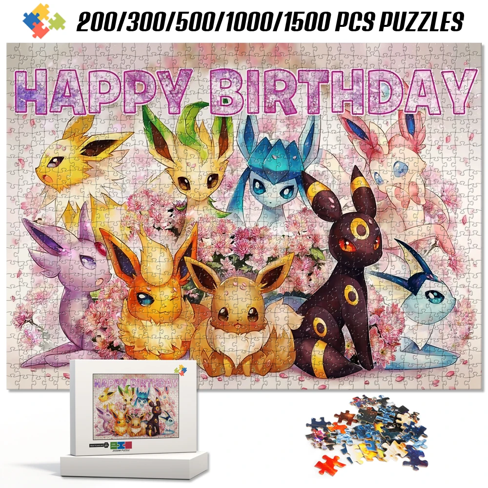 Pokemon Jigsaw Puzzles Cartoon Anime Puzzles Montessori Toys Stress Relief Brain Teaser Game Handmade Hobby Gift for Kids Adults