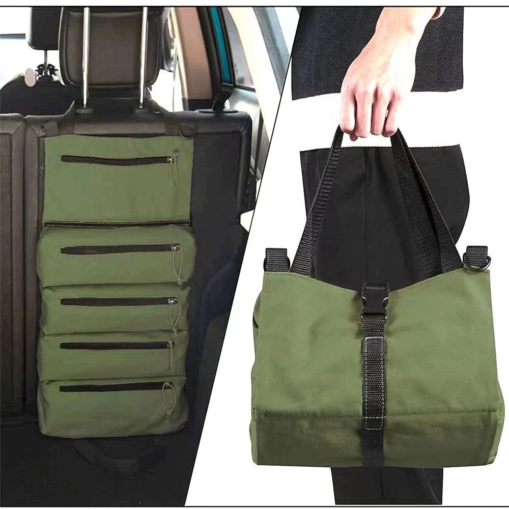 Water-Resistant Tool Bucket Bag with Handles, Foldable Multi-Pocket Storage for Car Repair/Camping/Hardware Tools Organization image 2
