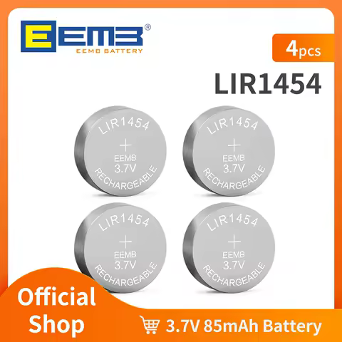 EEMB LIR1454 3.7V 85mAh Button Battery Rechargeable Lithium-ion Battery Coin Cell for Earphone ithium-ion Battery Car Keys Watch