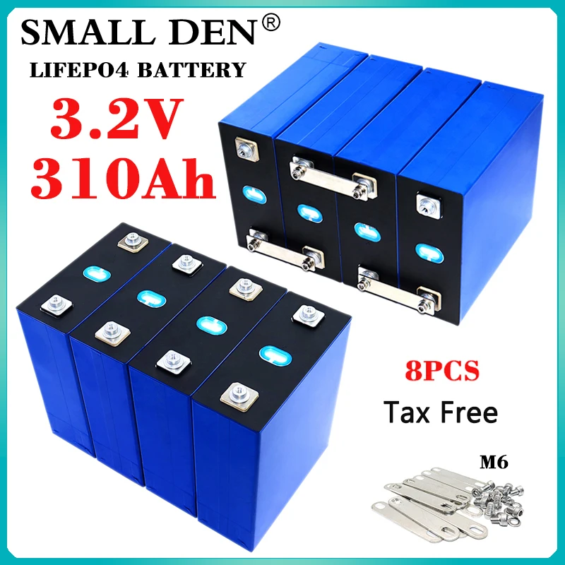 

8PCS NEW 3.2V 310Ah Lifepo4 battery 3C High discharge Grade A Cells DIY 12V 24V Electric car RV Home Inverter Solar Wind energy