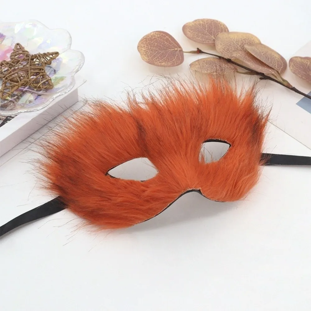 Simple Cartoon Plush Cat Mask Animal Halloween Decoration Half Face Mask Eye Mask Long Furry Halloween Plush Mask Christmas