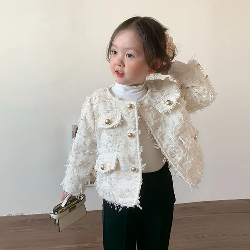 1-8T Infant Kid Girl Jacket Toddler Kid Baby Girl Autumn Winter Clothes Elegant Long Sleeve Coat Childrens White Outwear Outfit