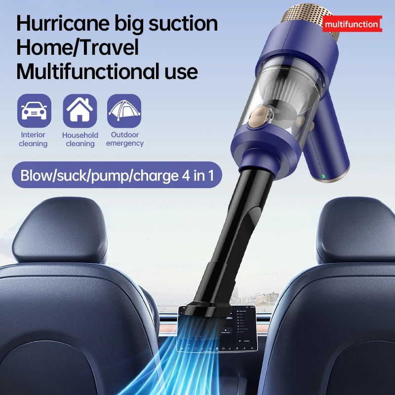ใหม่มัลติฟังก์ชั่มือถือแบบพกพาไร้สายเครื่องดูดฝุ่นเป่า/ดูด/ปั๊ม/ชาร์จ 4 ใน 1 Home Office เครื่องดูดฝุ่นรถยนต์ 135C
