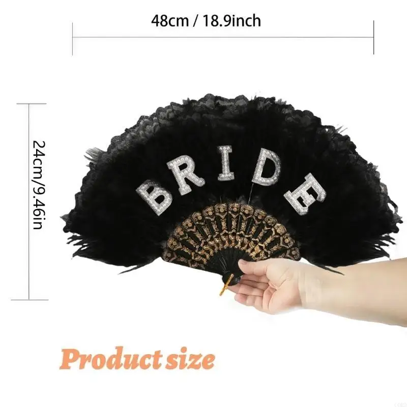 Cordón decorativo, abanico plumas para novia, encaje ligero, accesorios fotografía esenciales para fiesta boda,