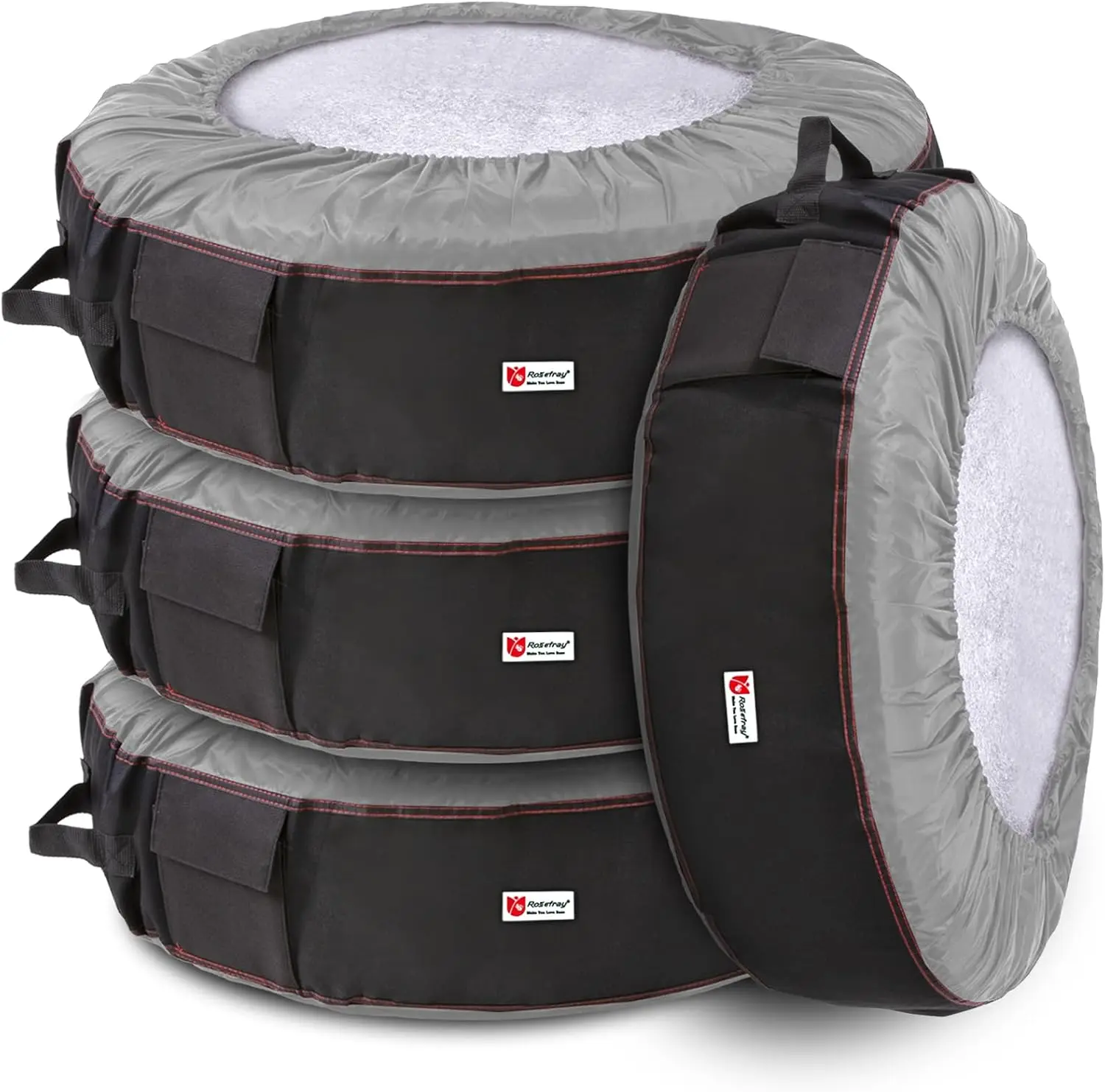 Seasonal Tire Totes Set of 4 Gray, Portable Winter Wheel Covers with Handle for Easy Transport, Fits Tires 21
