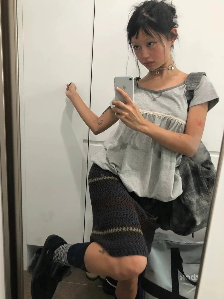 

2026 Summer New Style Dongdaemun Korean Striped Knitted Skirt Short Sleeve T-Shirt Set Women's Fashion Casual Outfit