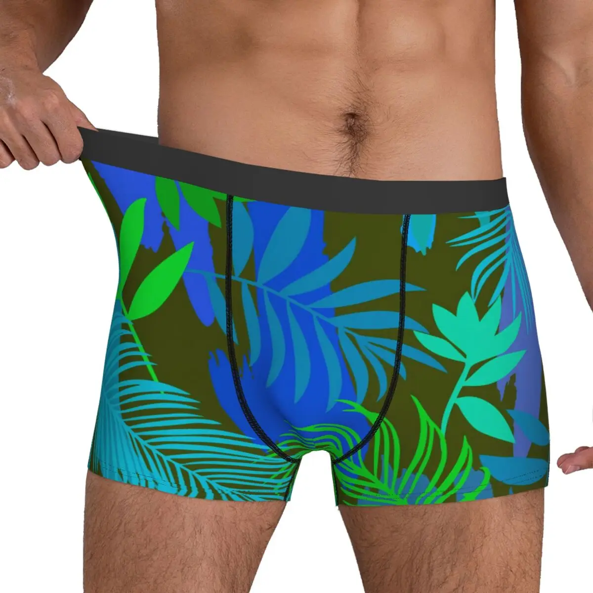 Spazzola Foglia Intimo Forme geometriche Design Boxer Shorts Trenky Mutande maschili Boxer elastico Breve regalo di compleanno