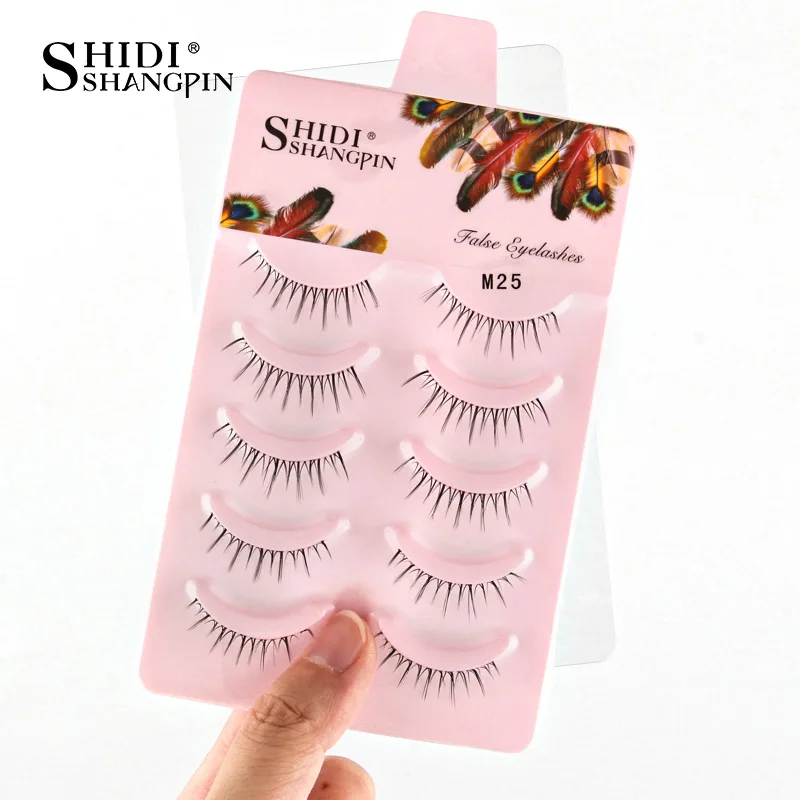 SHIDISHANGPIN 3/5 Paar halbe Wimpern, transparenter Stiel, unsichtbares Band, künstliche Nerzwimpern, wiederverwendbar, falsche Wimpern, natürlich, flauschig – Detail 38