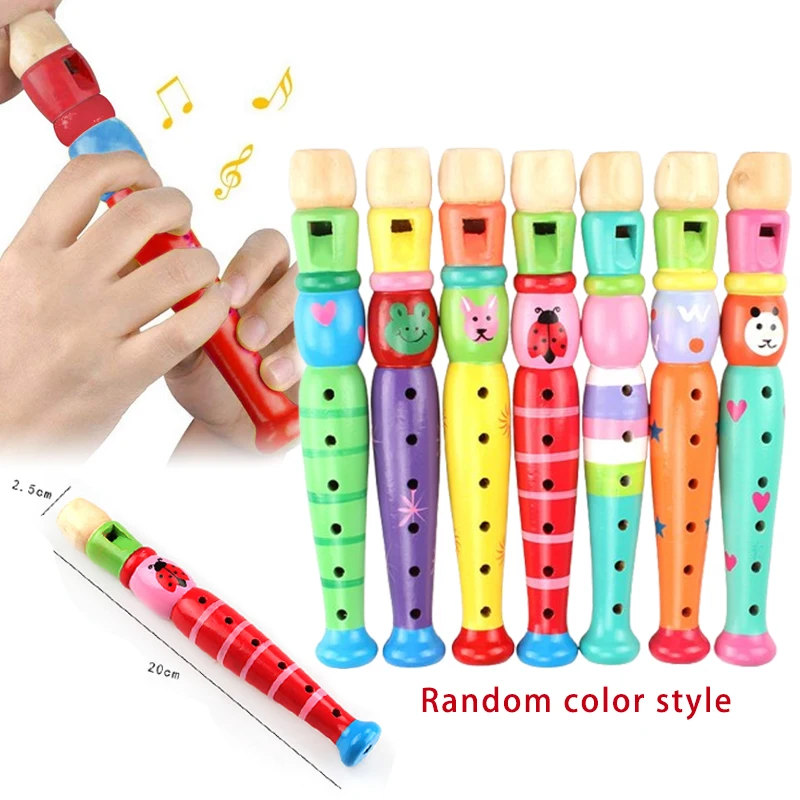Kid Musical Wooden Flute Toy Instrument 6-Holes Recorder, Early Music Education Wooden Flute Musical for Kids’ Music Learning