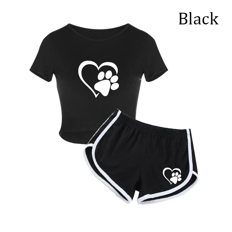 Korean Y2K Printting Cute T-shirt Women Slim Fit Solid Basic Sports Yoga Outfit High Street Fashion Bodycon Ladies Summer Pant