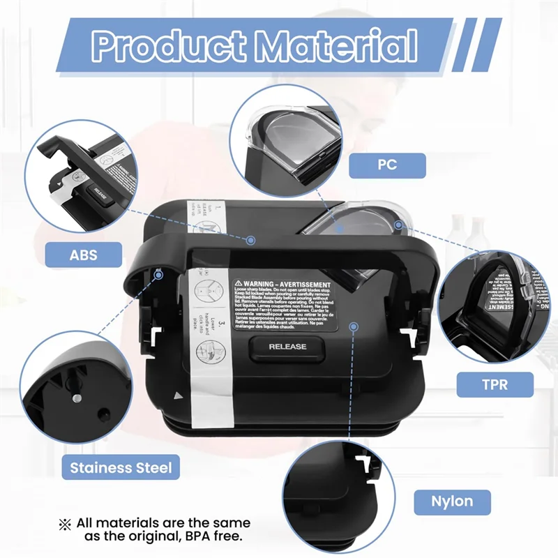 استبدال غطاء قفل A84G لخلاط نينجا 72 أونصة XL أباريق، ملحقات أجزاء غطاء علوي مربع للنينجا BL610 BL710WM BN70