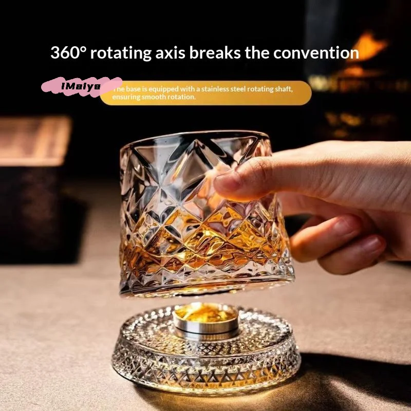 Nuevas Copas Giratorias para Whisky con Base de Vidrio, Rotación de 360 Grados, Copas de Cristal para Ron, para Cócteles, Regalo para Hombres