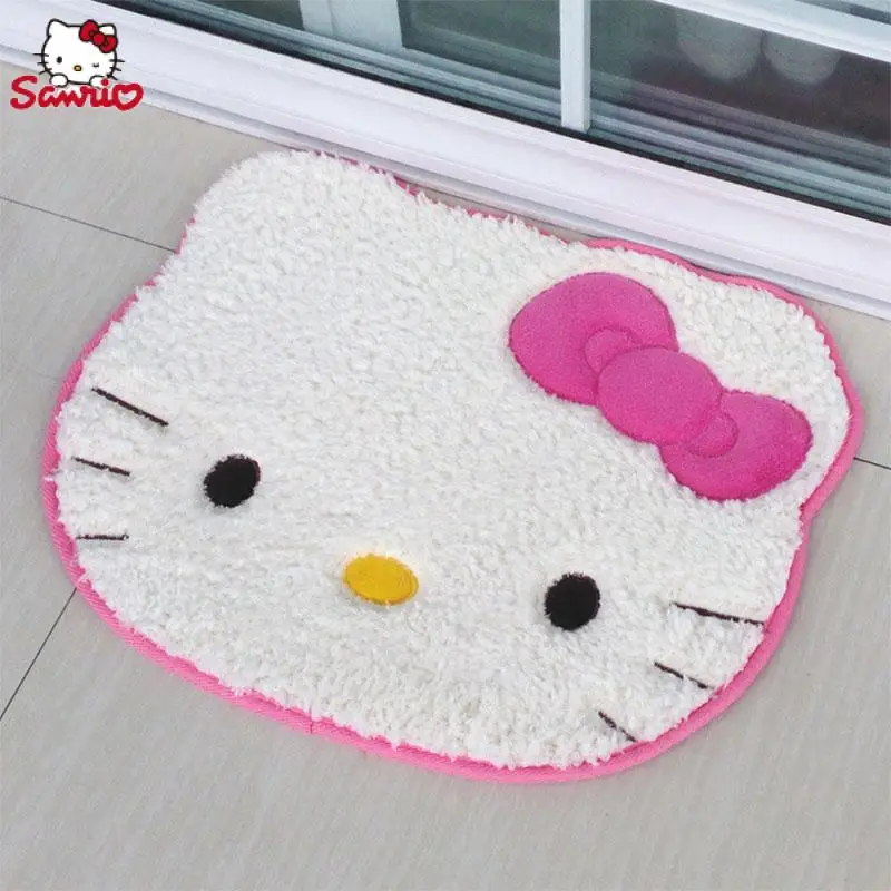 Sanrio Kawaii Hellokitty Cartoon Anime Plush Floor Mat Bathroom Non-Slip Carpet Cute Car Cushion Soft Cashmere Living Room Decor