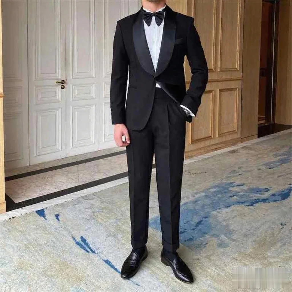 

Shawl Collar Blazer Classic Fit Suit Mens 2 Piece Set Elegant Blazer Wedding Banquet Suit Business Outfits Customize