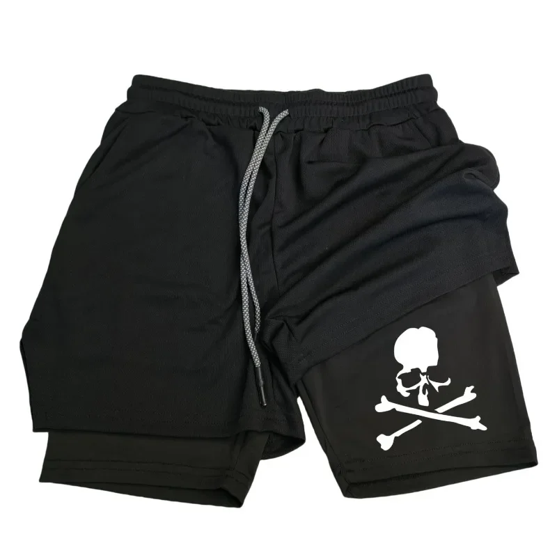 

Skeleton Men's 2 in 1 Shorts Running Sports and Fitness Shorts Outdoor Quick Drying and Breathable Gym Shorts Streetwear Pants