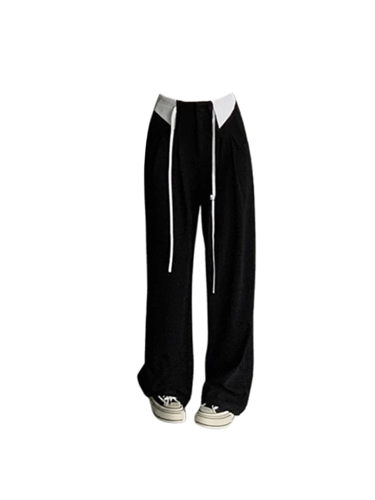 Women Black Gothic Pants Baggy Harajuku 90s Aesthetic Oversize Straight Pants Y2k Emo 2000s Pants Vintage Trousers Clothes 2024